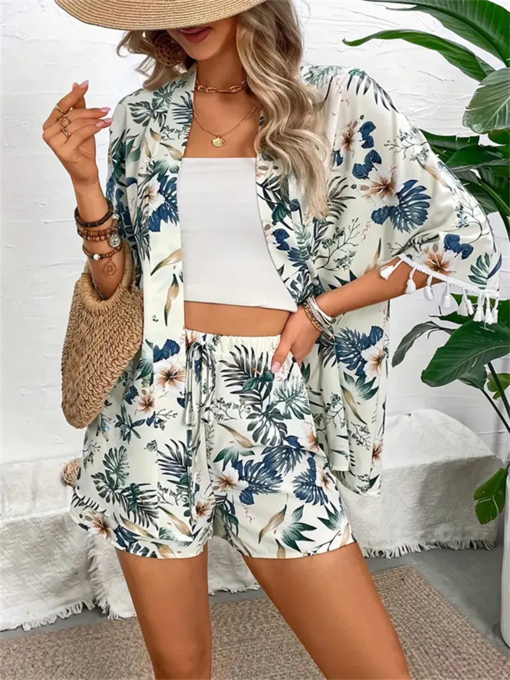 Printed Half Sleeve Top and Shorts Set - CHIC TB
