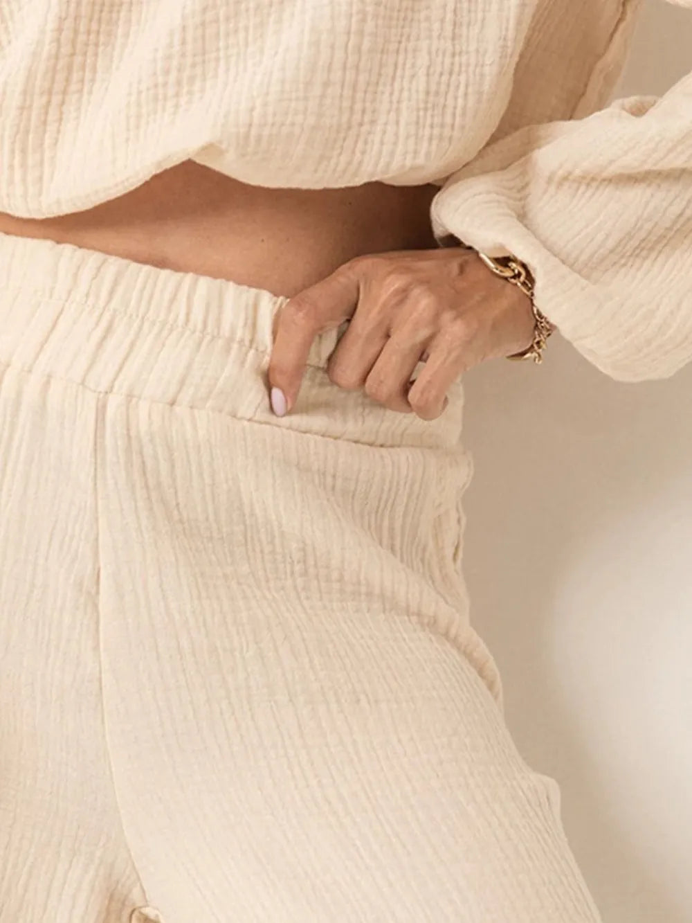 Off Shoulder Long Sleeve Top and Pants Set - CHIC TB