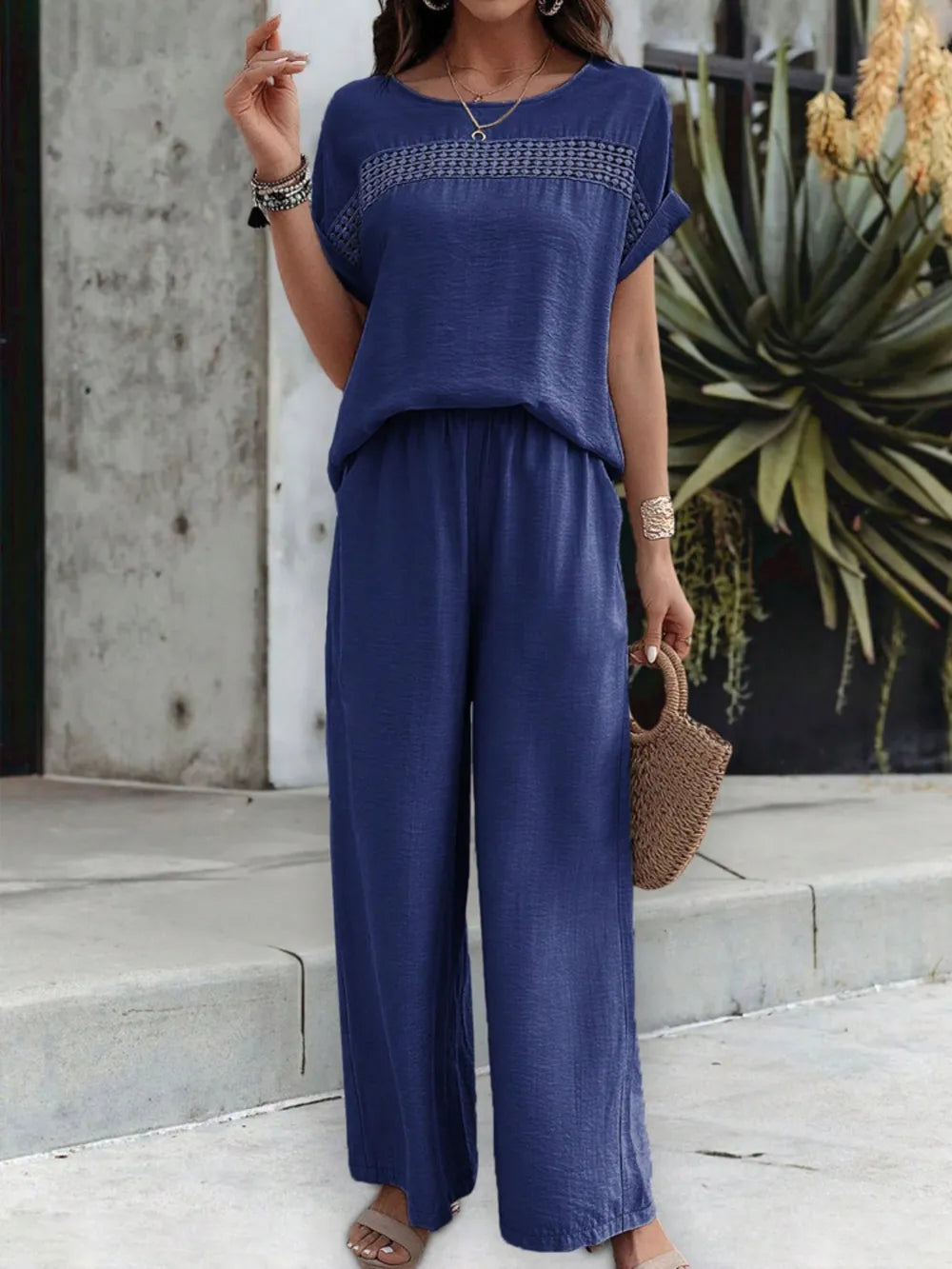 Short Sleeve Top and Pants Set - CHIC TB