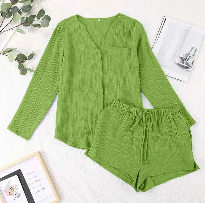 Long Sleeve women Top and Shorts Set