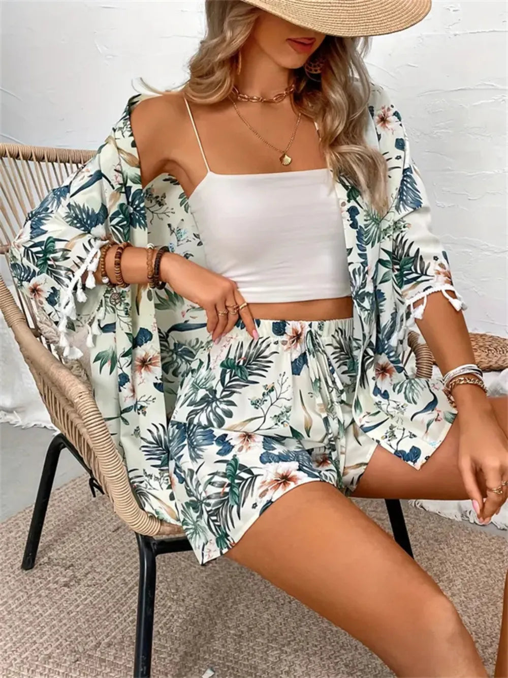 Printed Half Sleeve Top and Shorts Set - CHIC TB