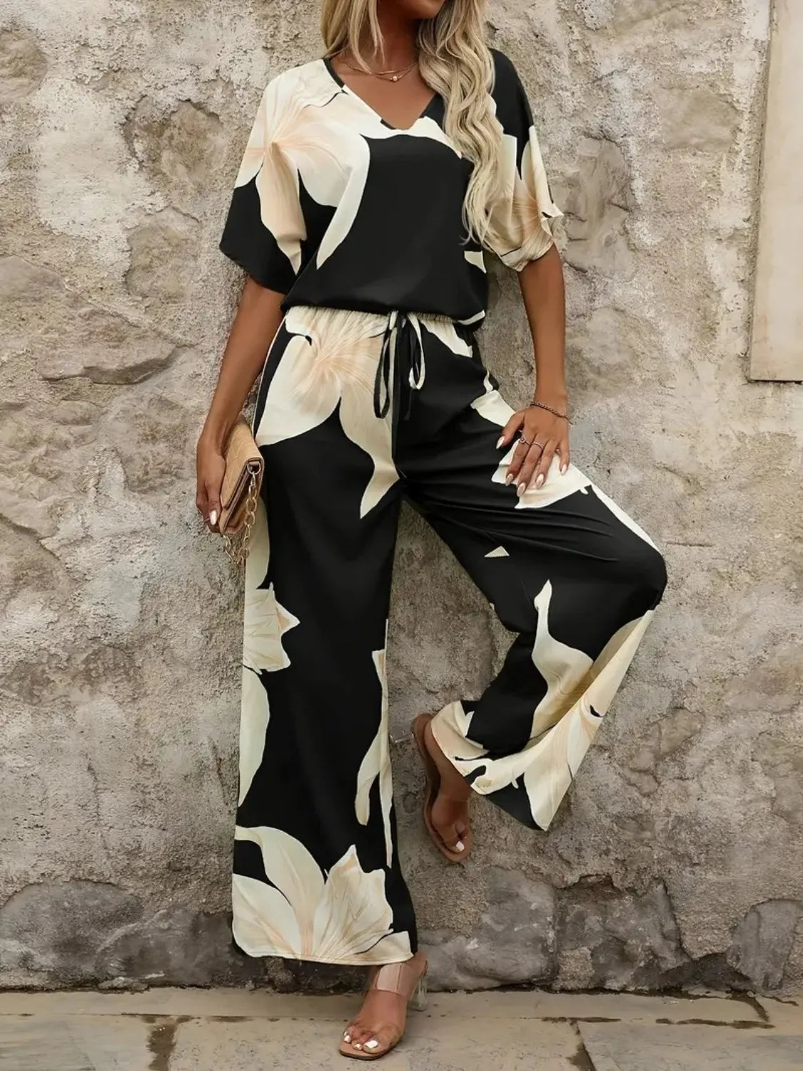 Top and Wide Leg Pants Set WOMEN - CHIC TB