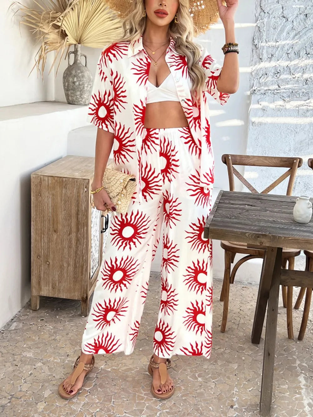 Half Sleeve Top and Pants Set - CHIC TB