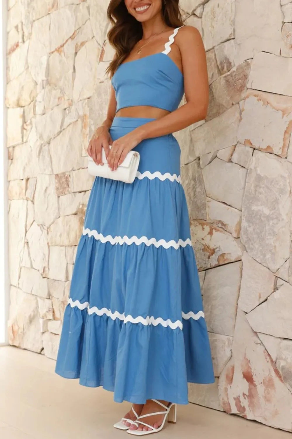 Contrast Trim Cami and Maxi Skirt Set - CHIC TB