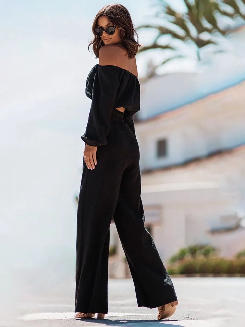 Off Shoulder Long Sleeve Top and Pants Set - CHIC TB