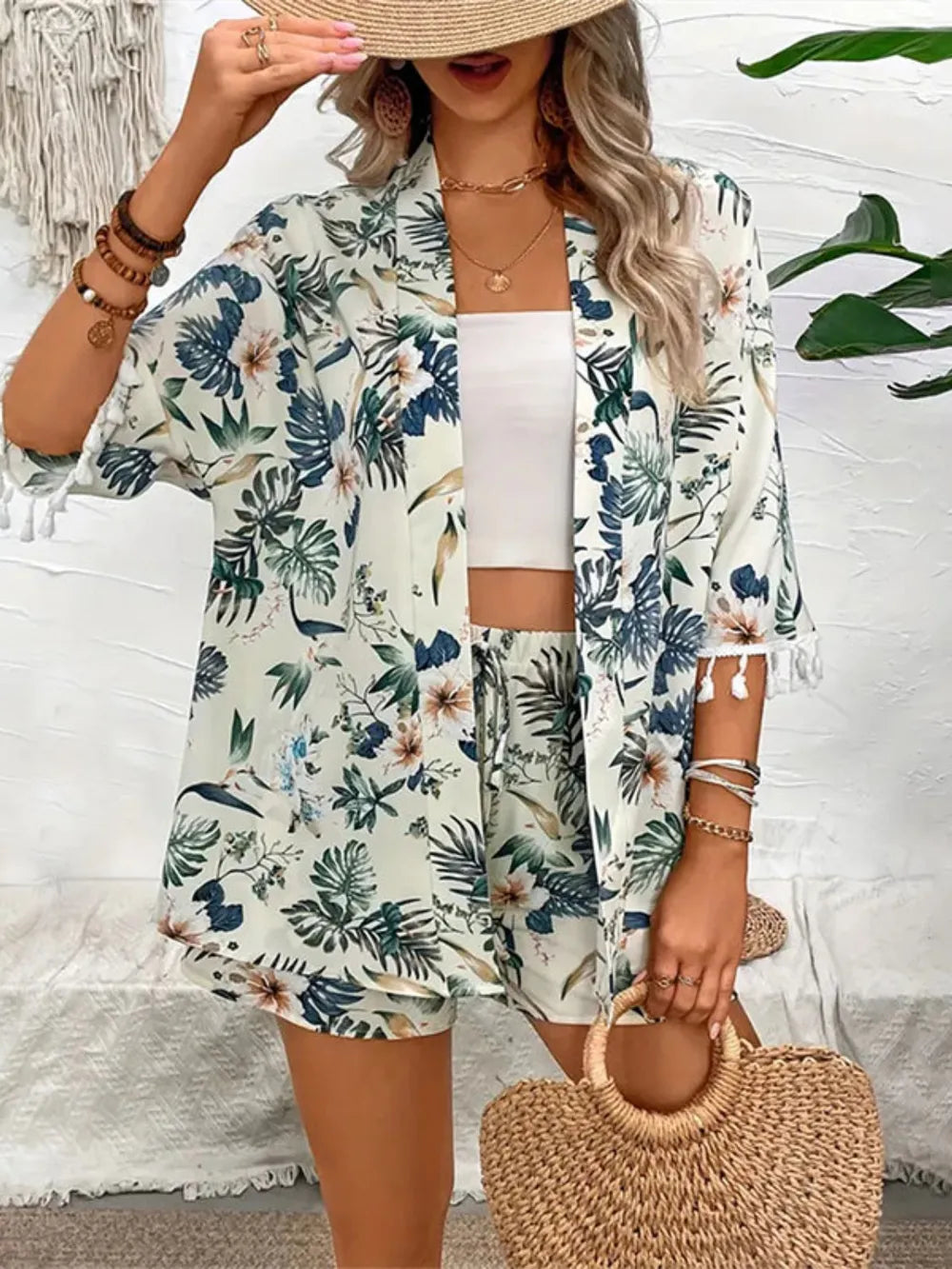 Printed Half Sleeve Top and Shorts Set - CHIC TB