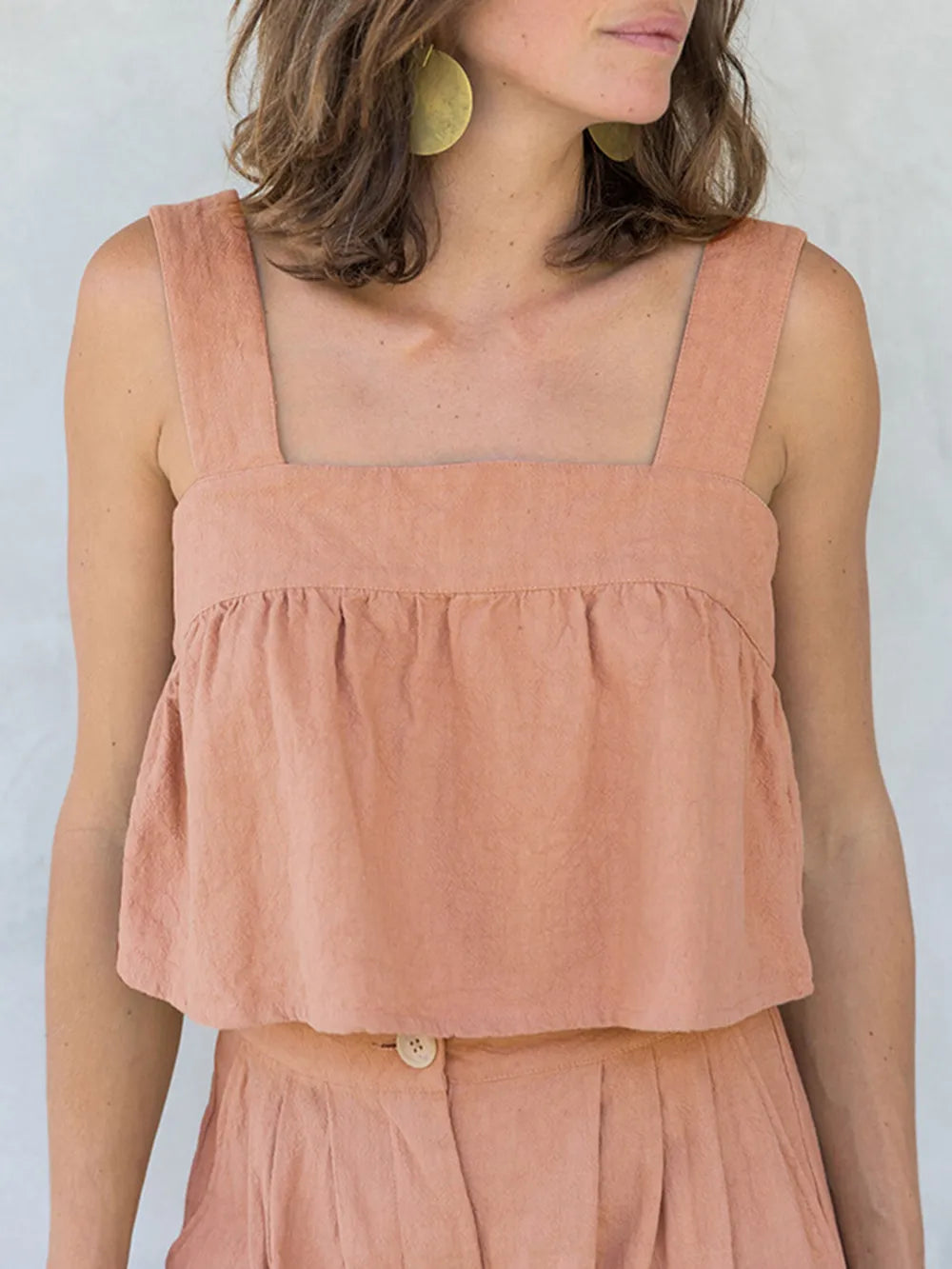 Square Neck Wide Strap Top and Pants Set - CHIC TB