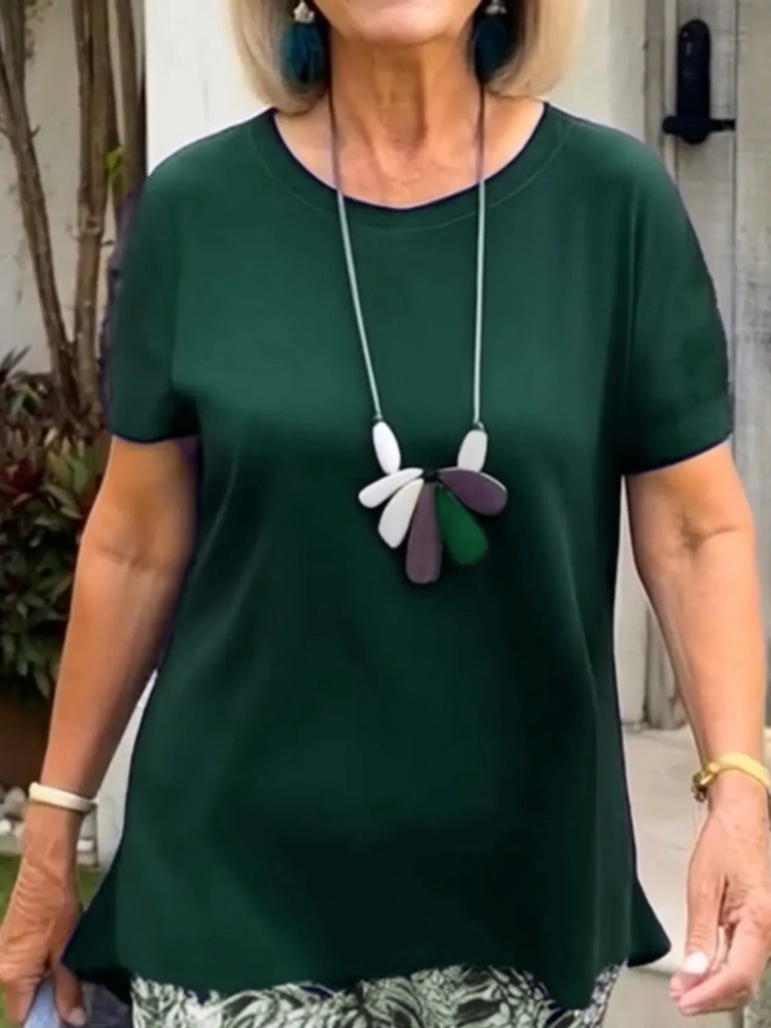 Full Size Round Neck Short Sleeve Top and Pants Set Plus Size - CHIC TB