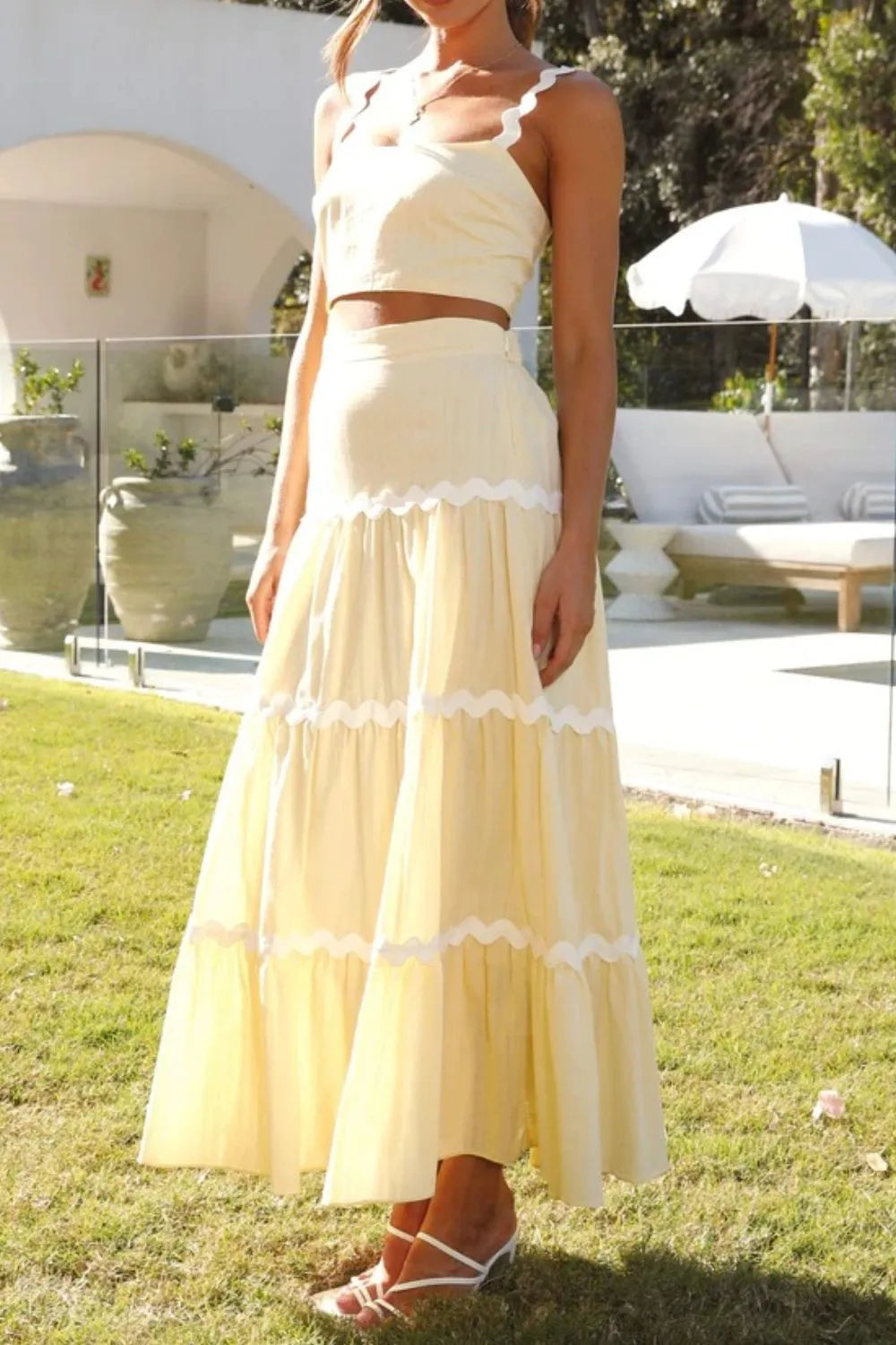 Contrast Trim Cami and Maxi Skirt Set - CHIC TB