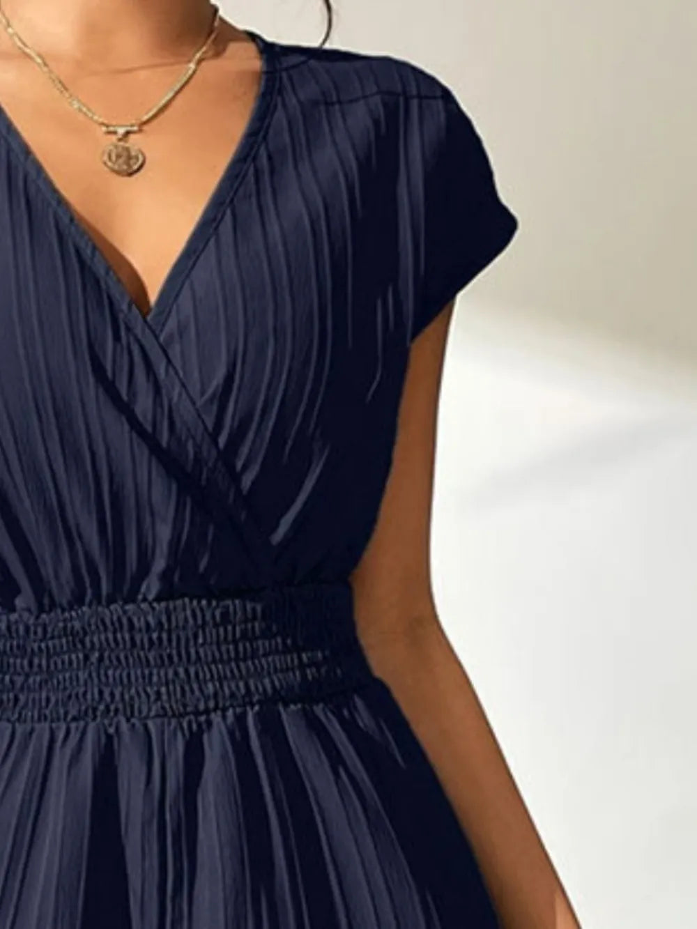 Tied Surplice Short Sleeve Romper - CHIC TB