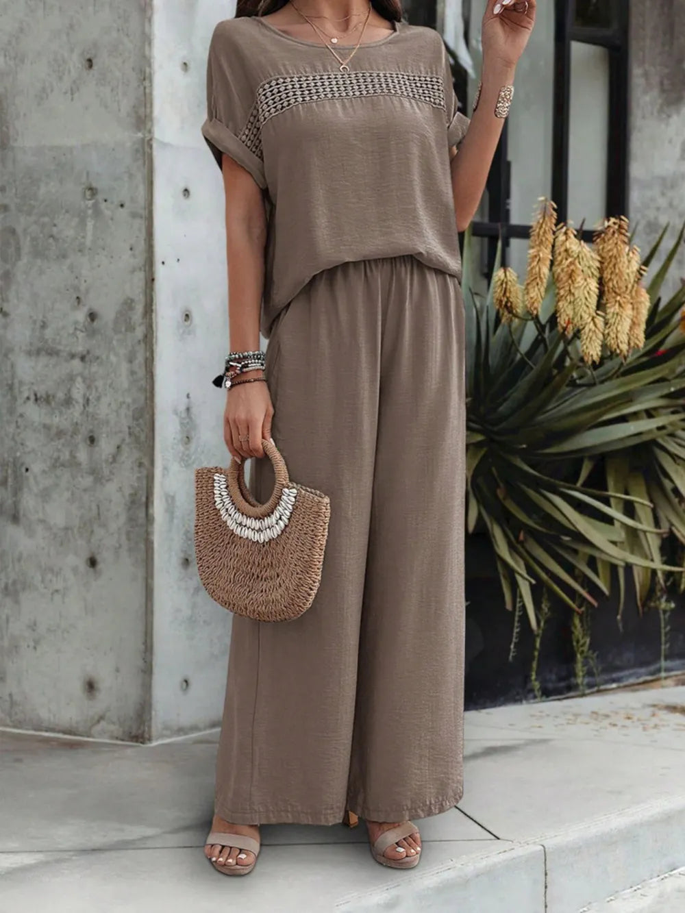 Short Sleeve Top and Pants Set - CHIC TB