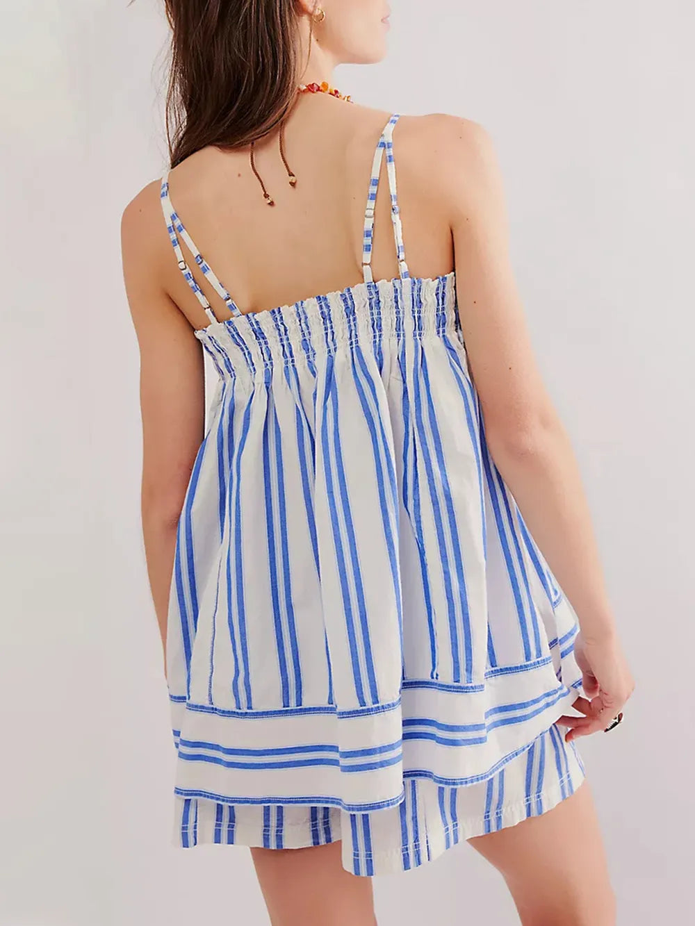Smocked Square Neck Cami and Shorts Set - CHIC TB