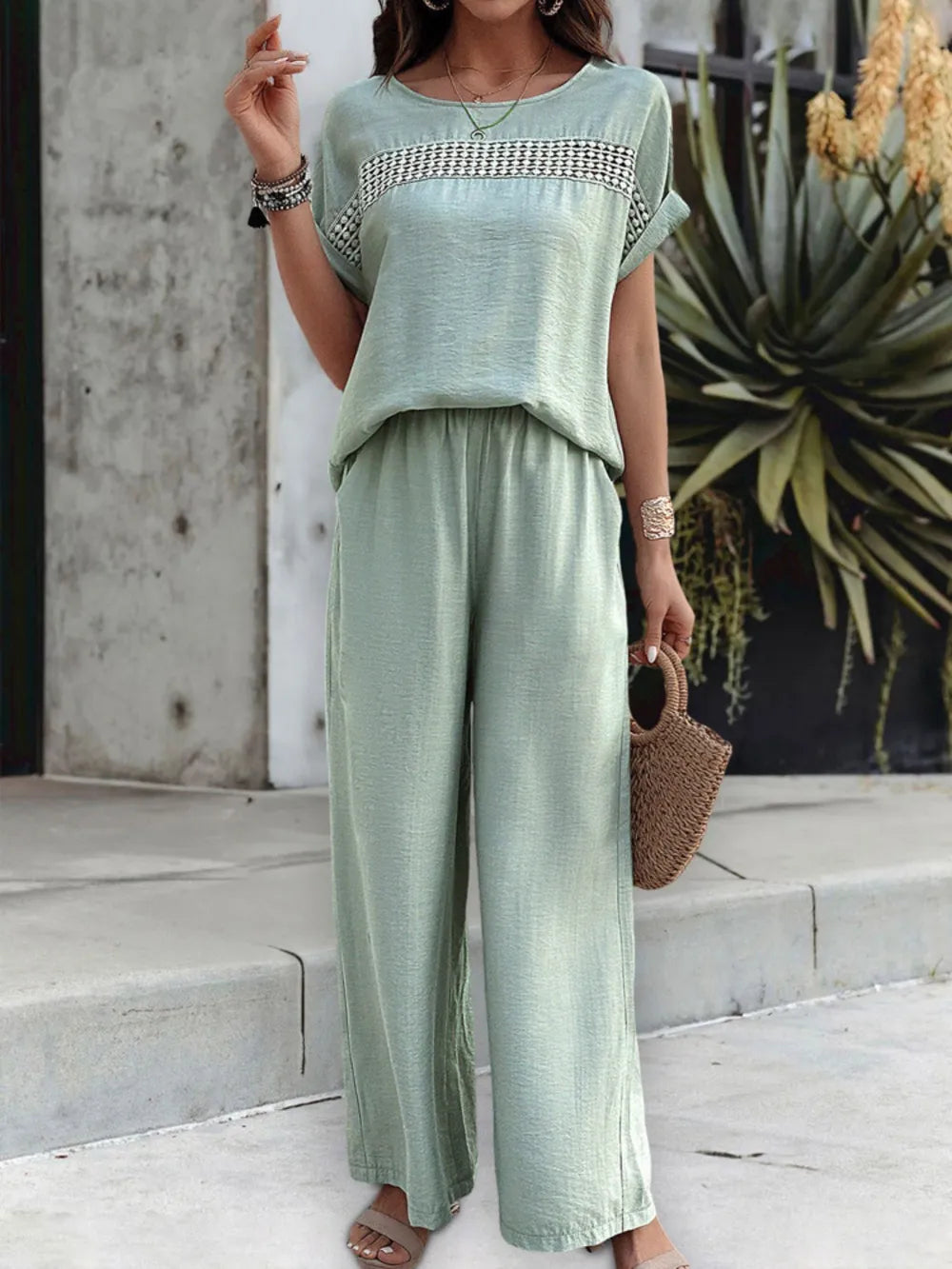 Short Sleeve Top and Pants Set - CHIC TB
