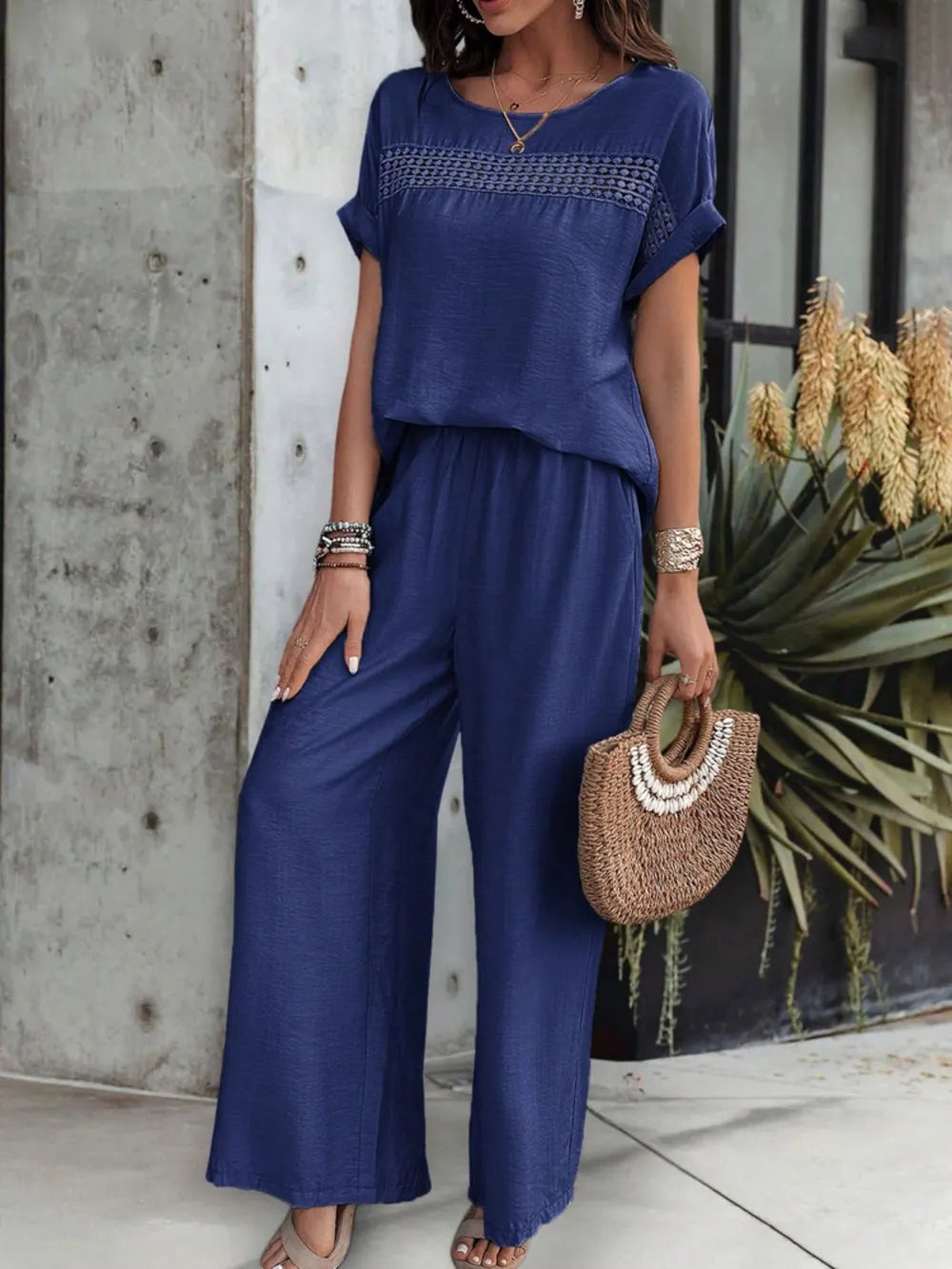 Short Sleeve Top and Pants Set - CHIC TB