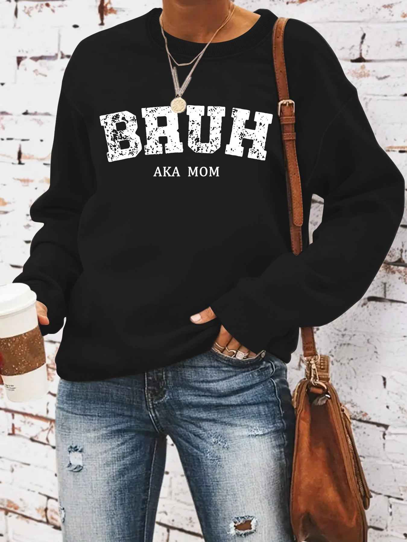 BRUH AKA MOM printed long sleeved sweatshirt