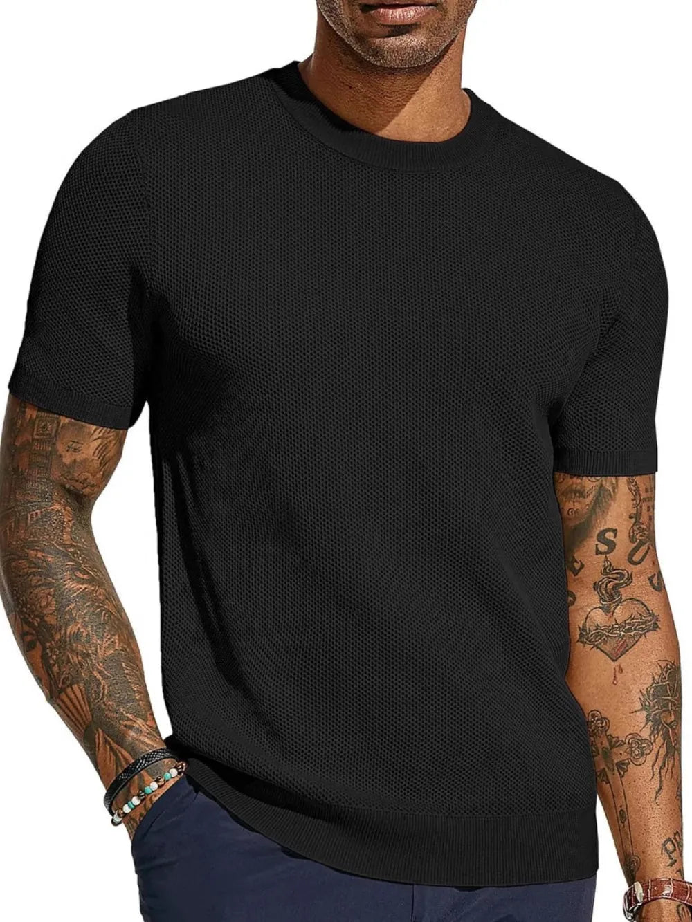 Men's Full Size Round Neck Short Sleeve T-Shirt Plus Size.