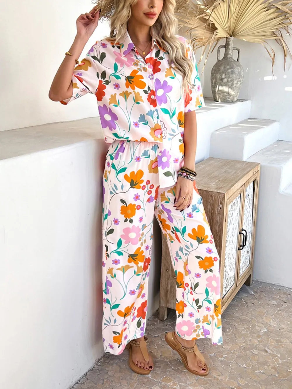 Button Down Shirt and Pants Set - CHIC TB