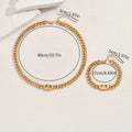 European American Women Light Luxury Cuban Jewelry Set, Niche Geometric Hip Hop Design Long Clavicle Necklace & Matching Wrist Accessories