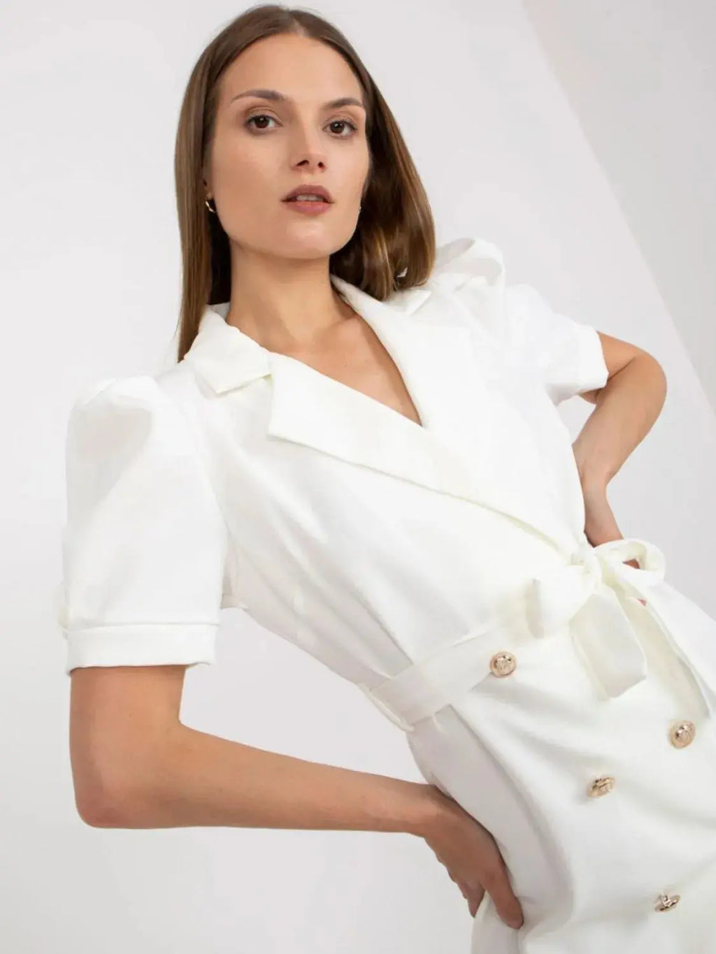 Tie Waist Short Sleeve Blazer Dress.