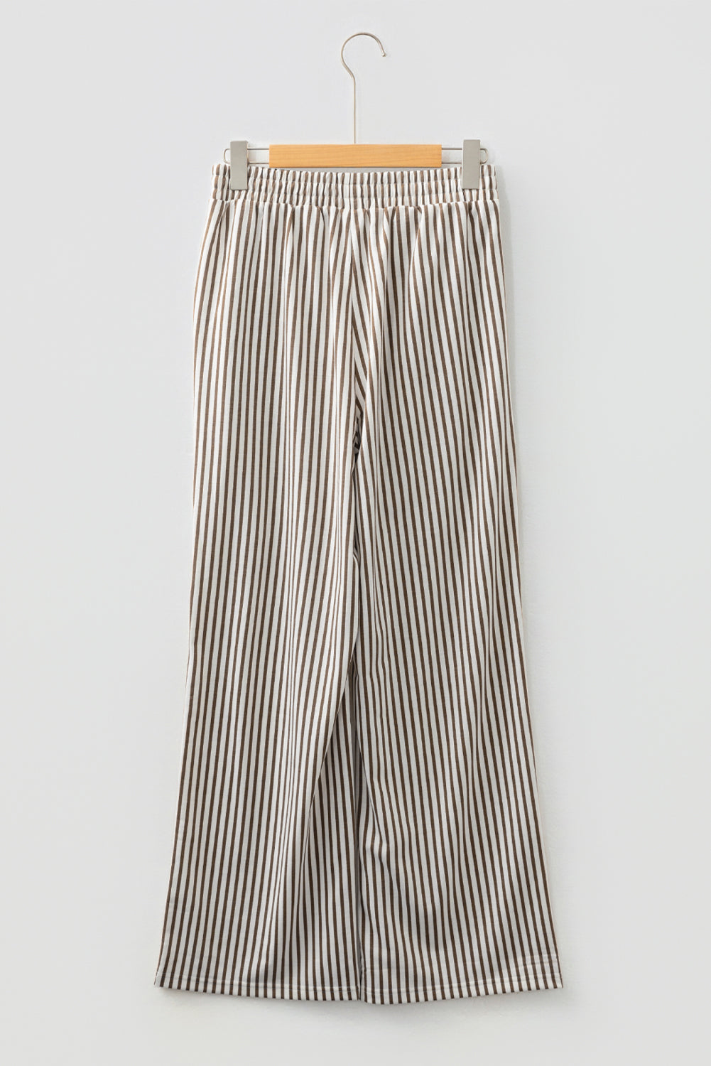 Brown Stripe Elastic High Waist Pocketed Loose Pants Dear-Lover Dropshipping
