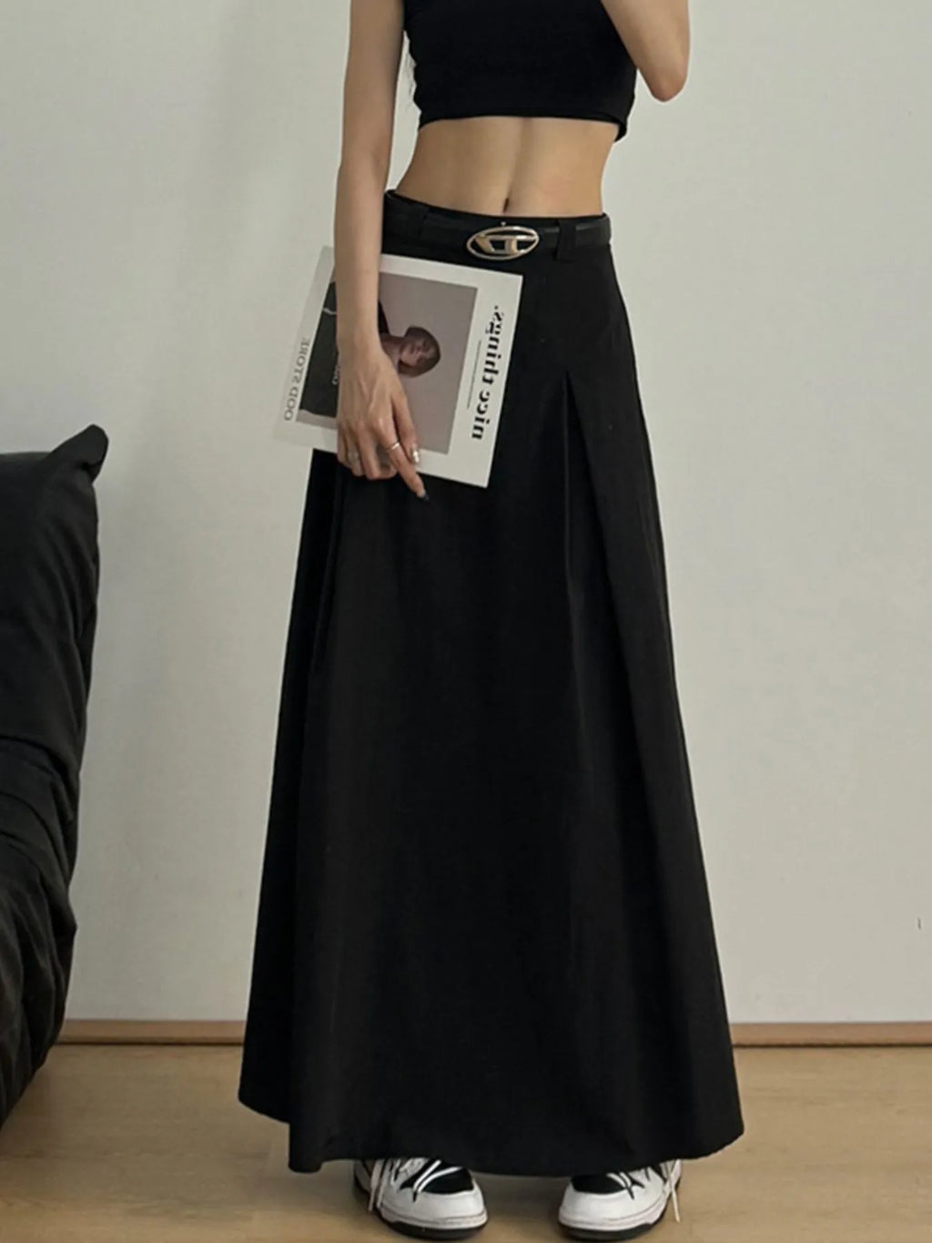 High Waist A-Line Maxi women Skirt.
