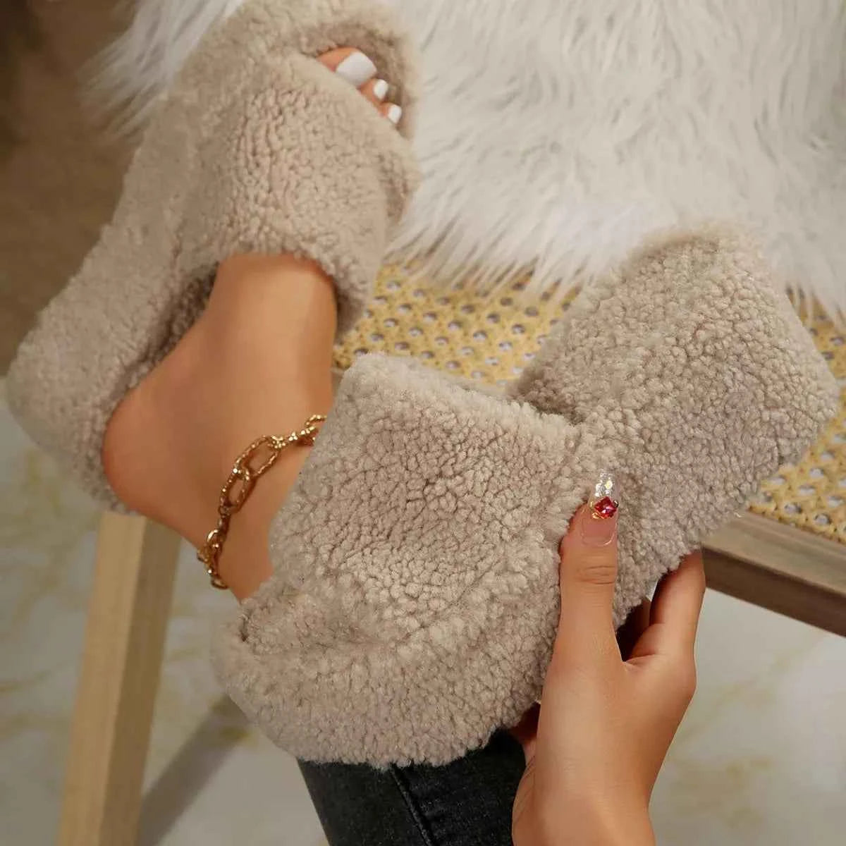 Open Toe Wedge Platform Slippers