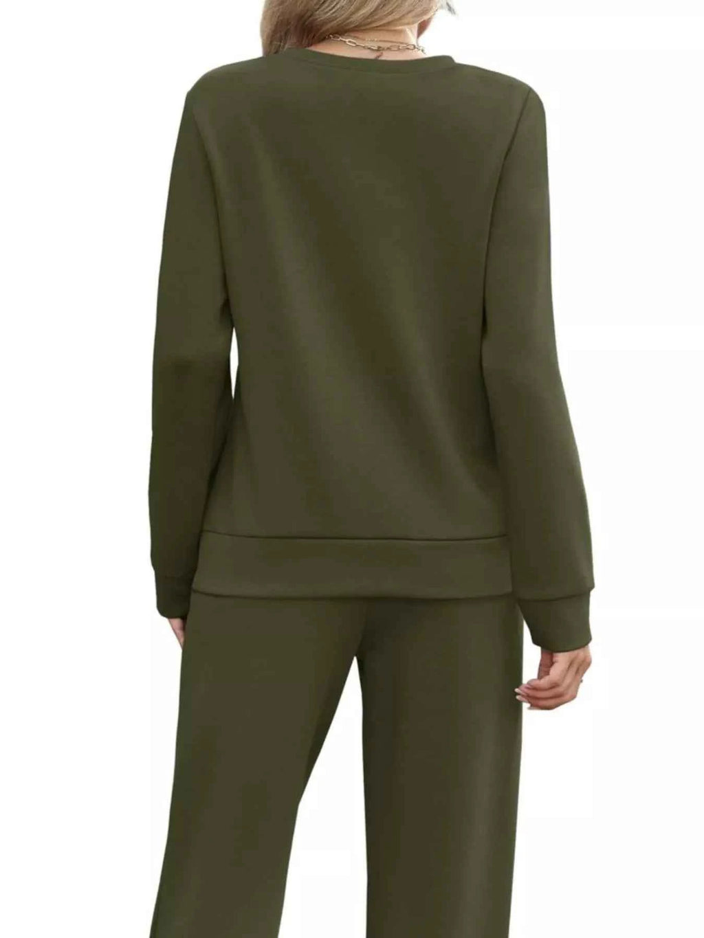 Full Size Casual Long Sleeve Top and Pants Set Plus Size