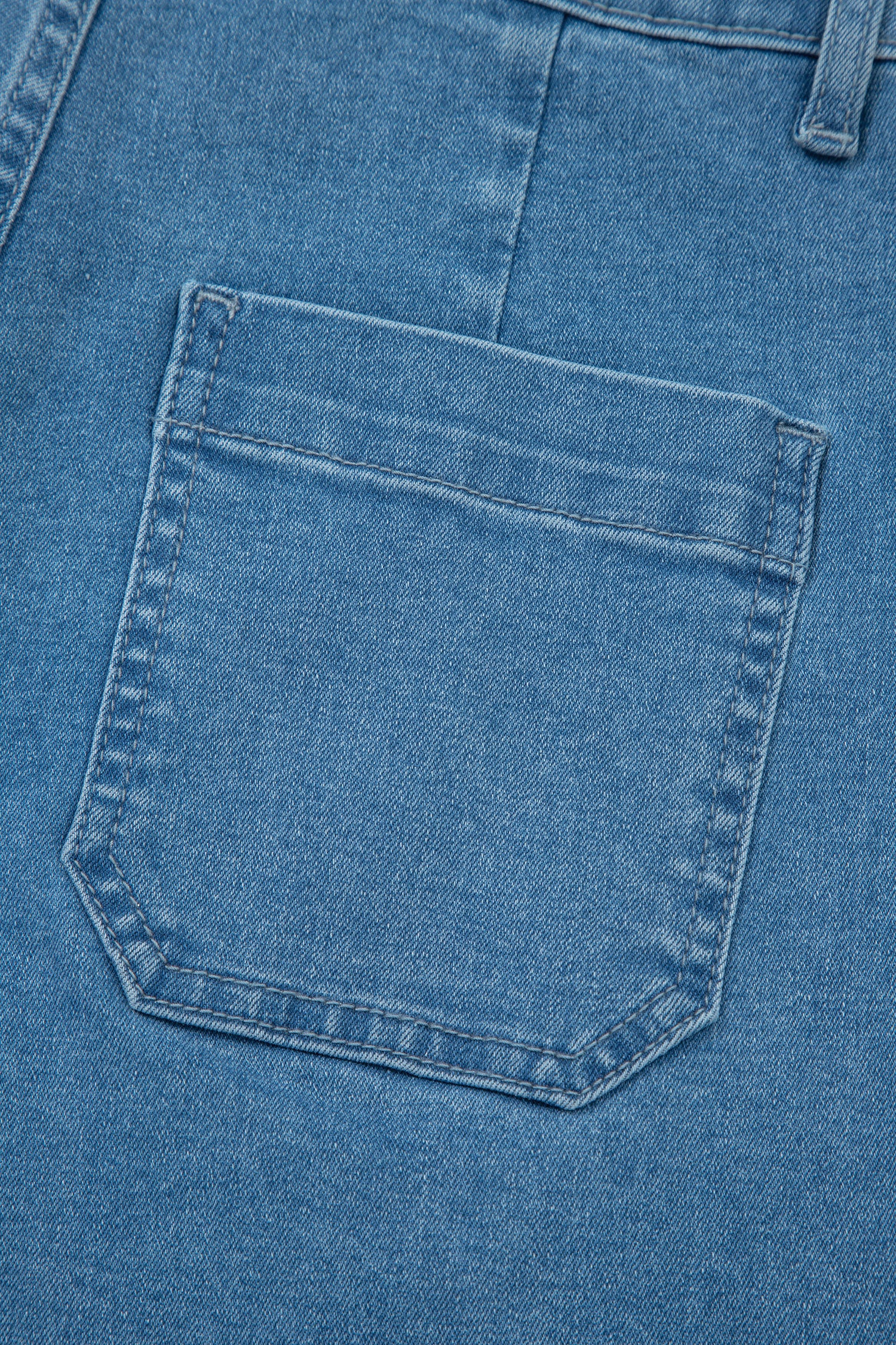 Dusk Blue Retro Washed Patch Pocket Loose Jeans