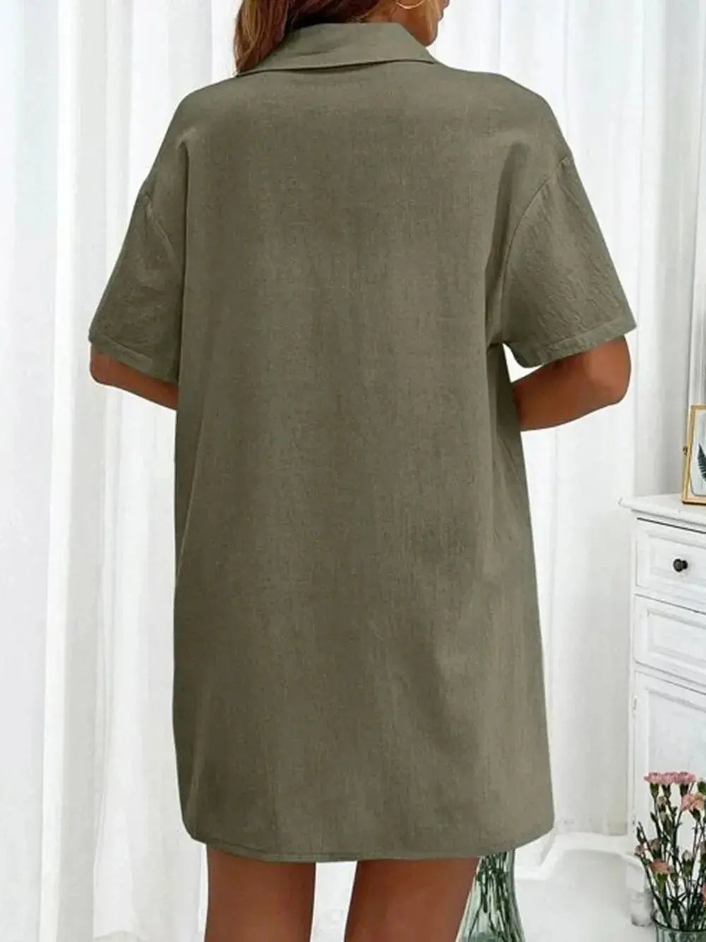 Button Up Shirt and Drawstring Shorts Set - CHIC TB