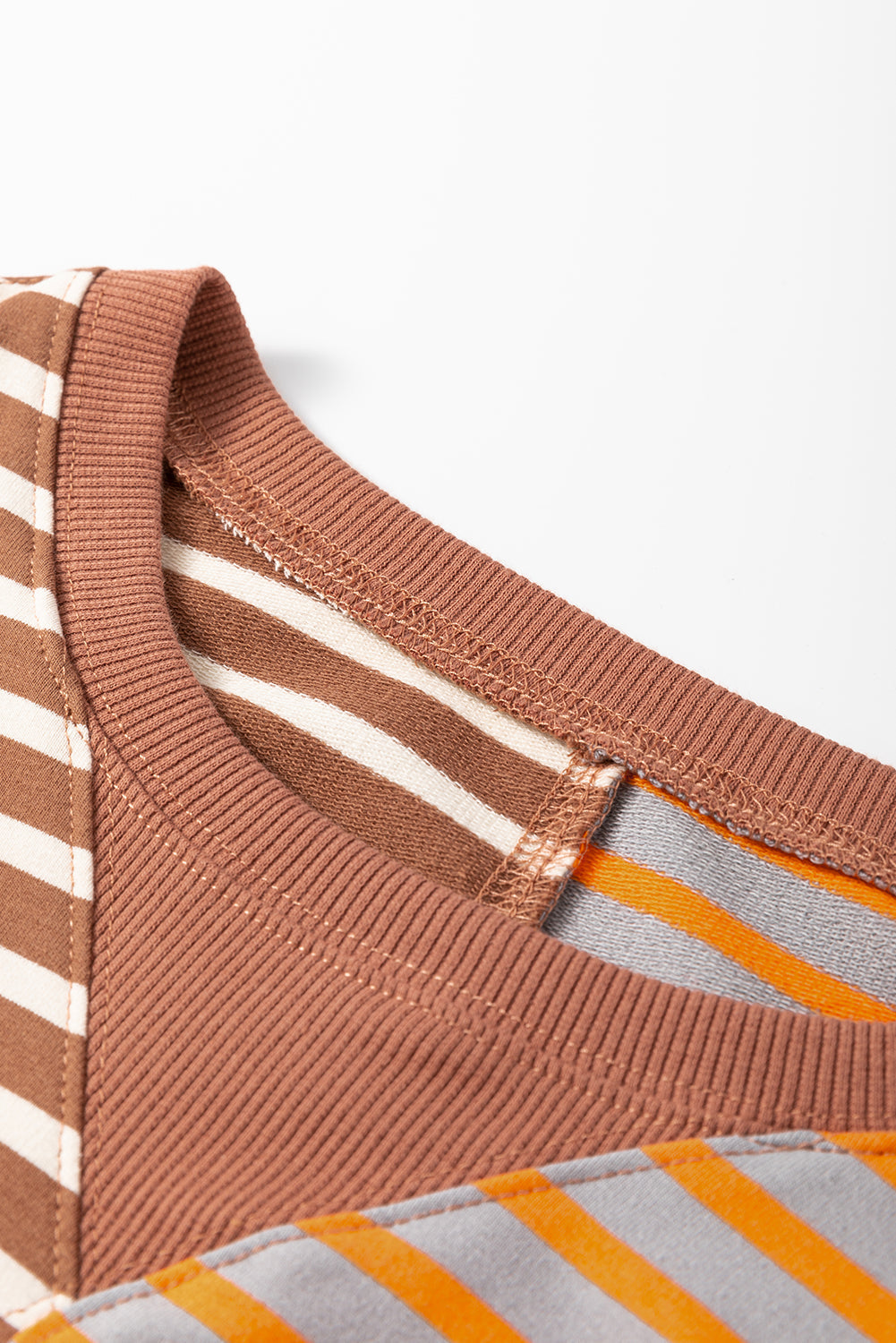 Brown Stripe Casual Stripe Colorblock Drop Shoulder Oversize Sweatshirt Dear-Lover Dropshipping