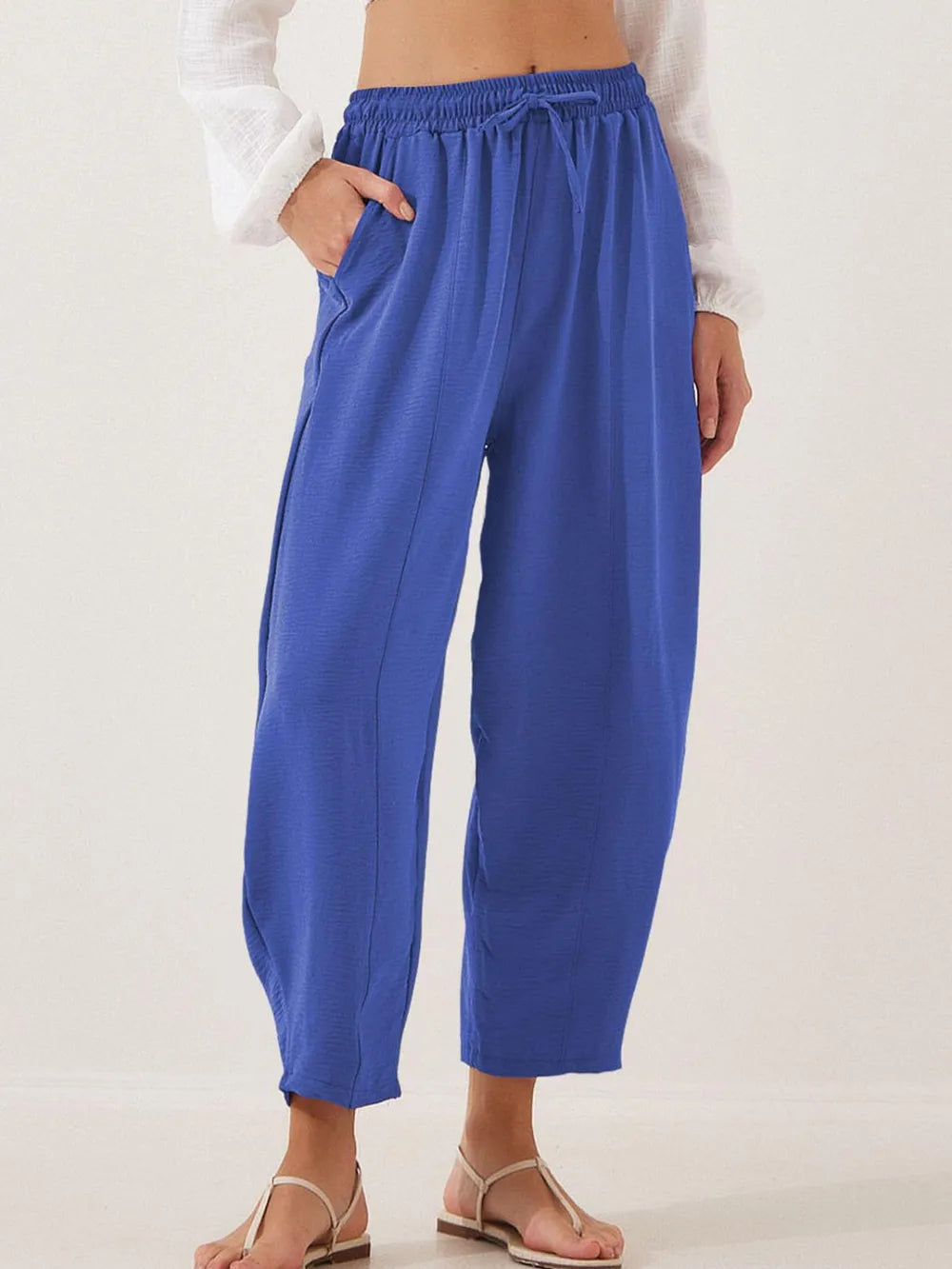 Full Size Drawstring Cropped Jogger Pants Plus Size.