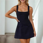 European and American women's simple temperament commuting dress high waisted sleeveless camisole short skirt