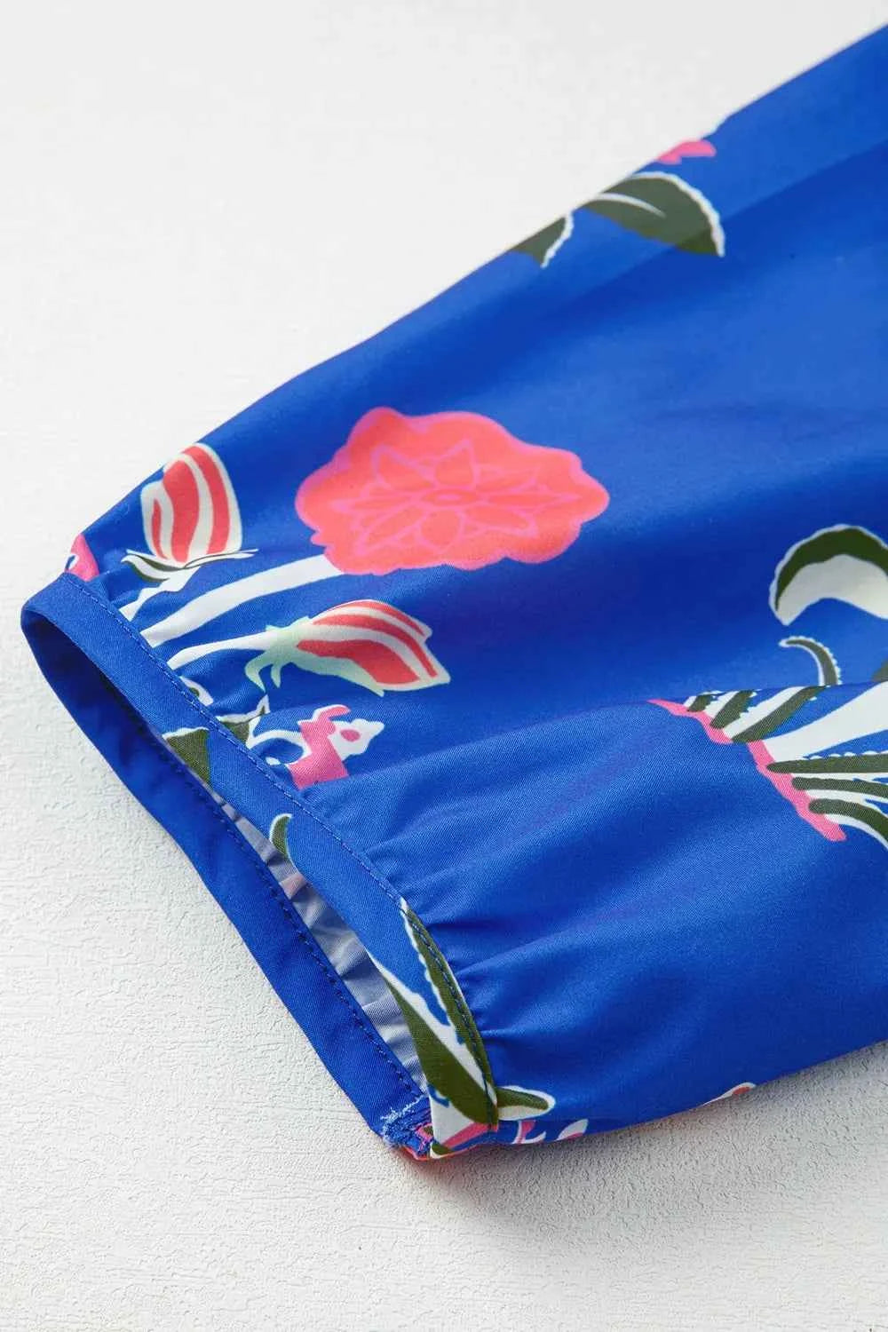 Floral Print Long Sleeve Ruffle Hem Dress