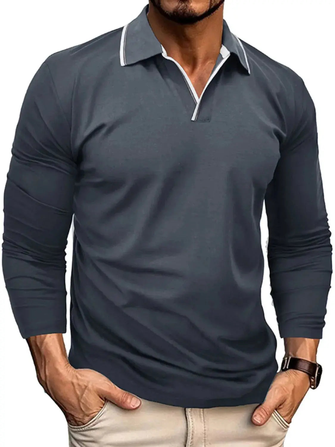 Men's Classic Long Sleeve Polo Shirt.
