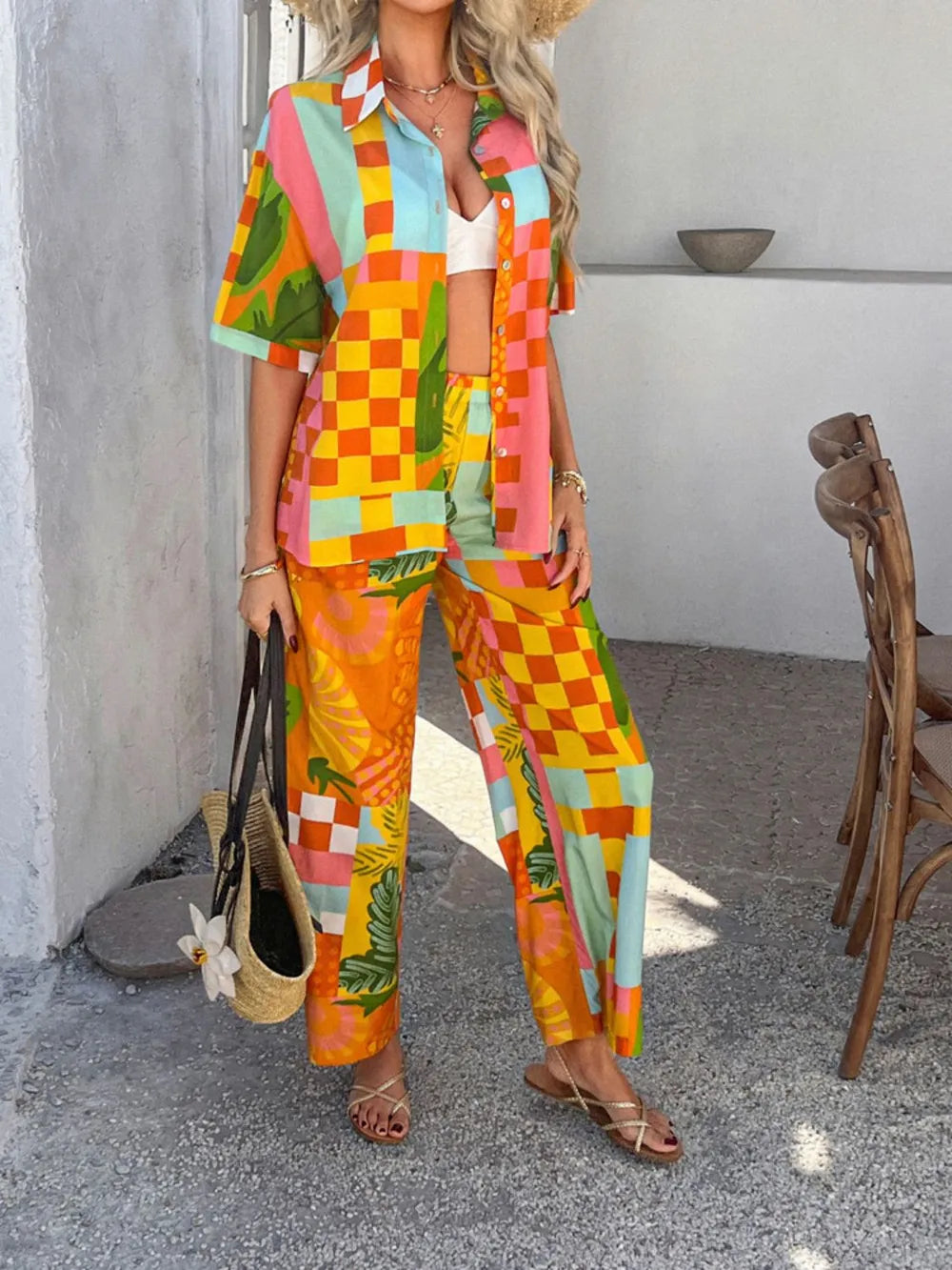 Button Down Shirt and Pants Set - CHIC TB