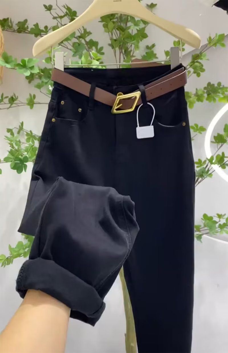 Women Summer Thin Large Size Pear Shape Slimming High Waist Elastic Nine-Point Trousers