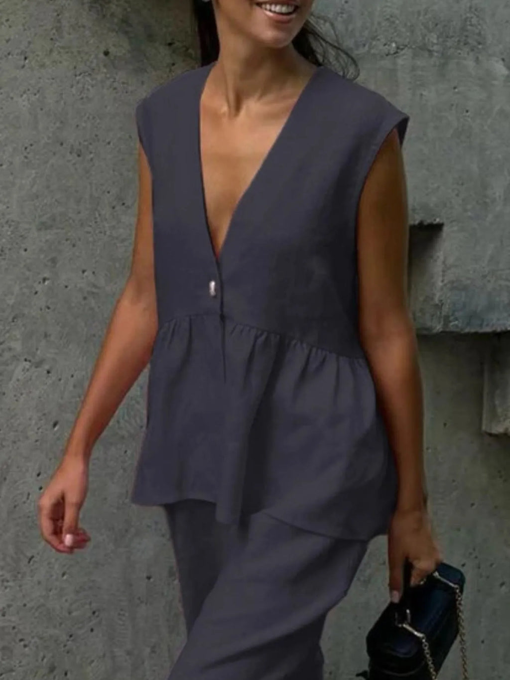 V-Neck Vest and Pants Set.