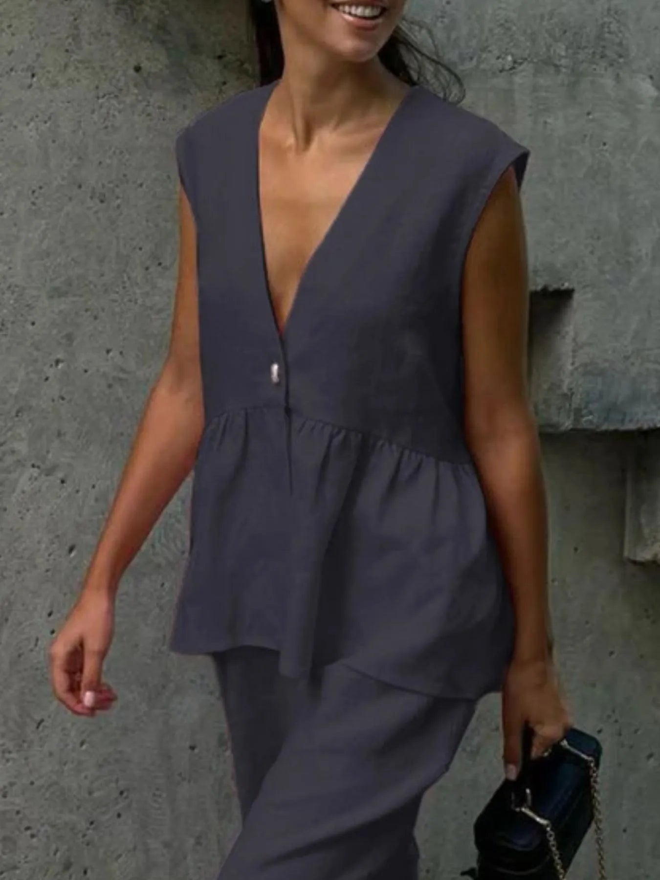 V-Neck Vest and Pants Set.