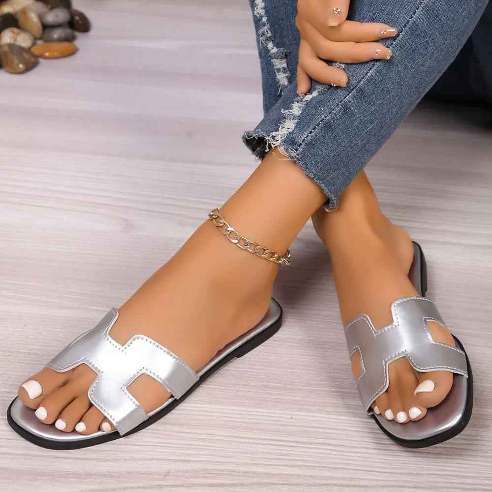 Flat bottomed comfortable one-piece cool slippers fashionable women's one foot sandal