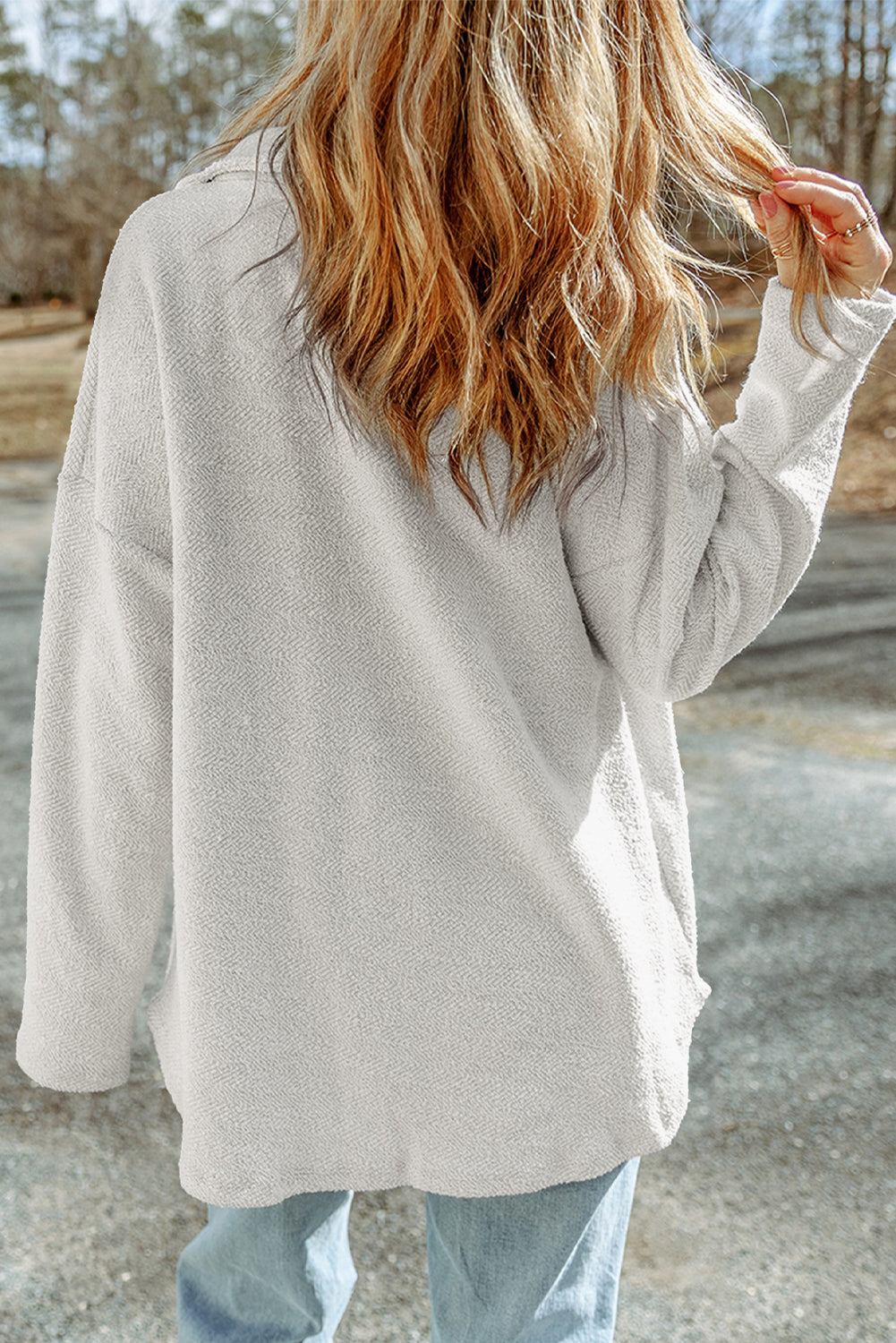 Gray Contrast Flap Pockets Relaxed Shacket Dear-Lover Dropshipping