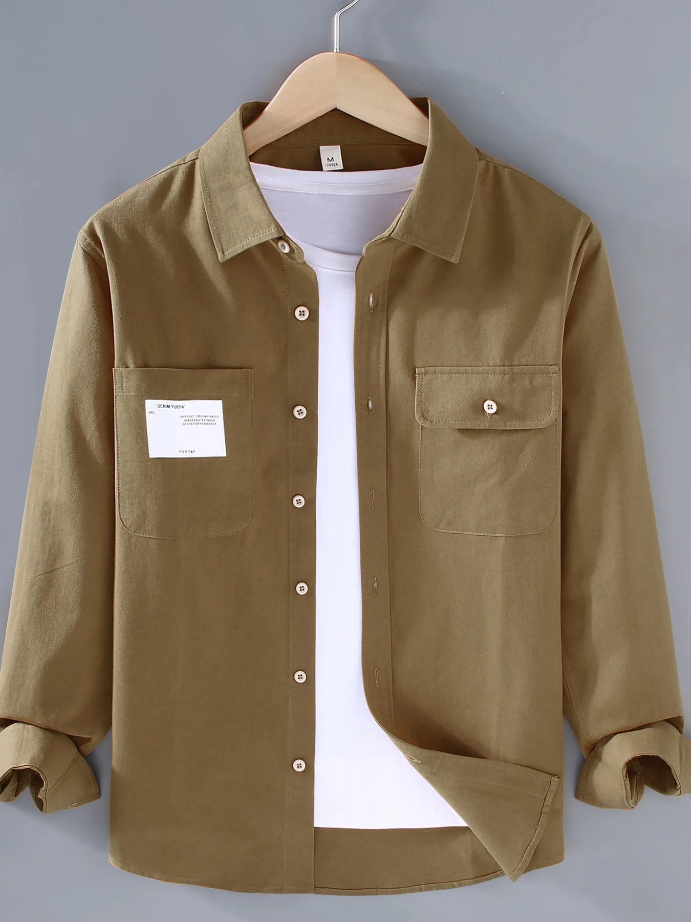 Men's Plus Size Button Up Long Sleeve Shirt.