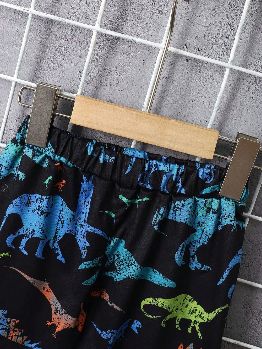 Children's Dinosaur Short Sleeve Hooded Top and Pants Set.