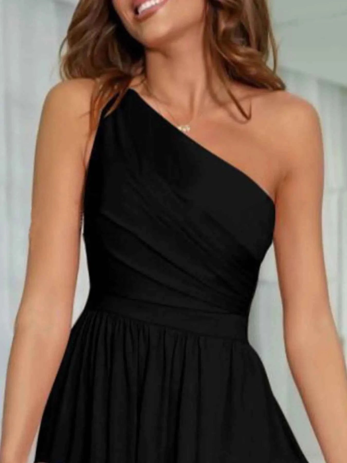 One-Shoulder High Slit Dress.