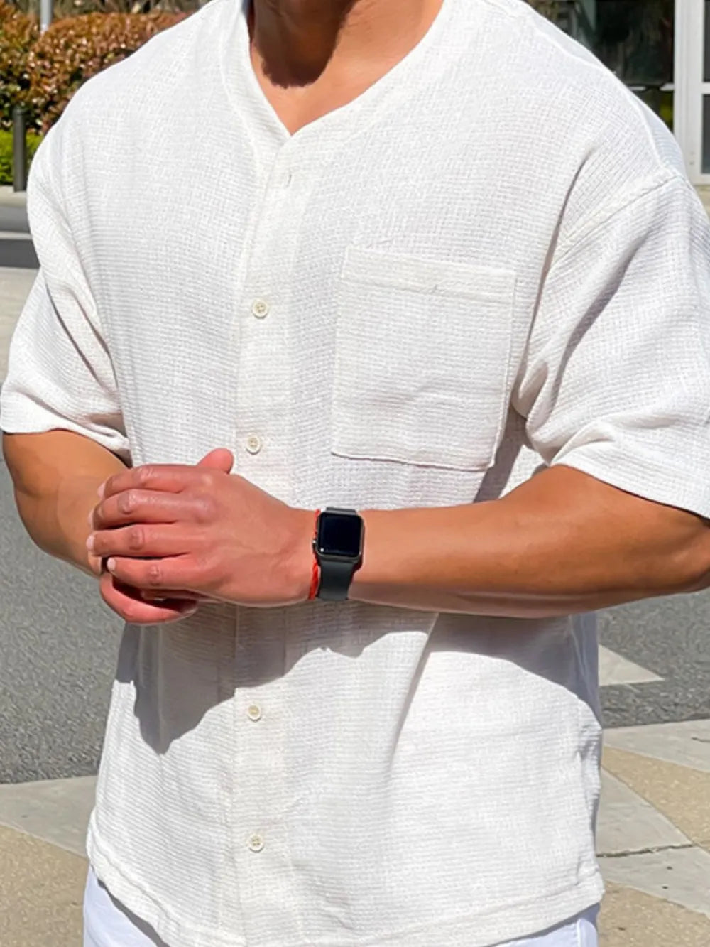 Men's Plus Size Chest Pocket Button Down Shirt.