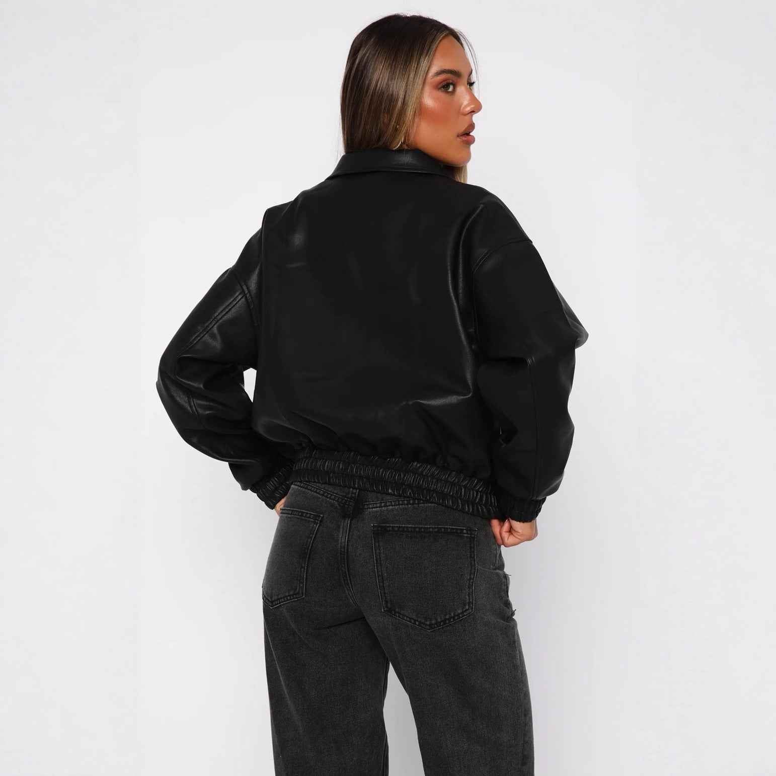 Long sleeved lapel zipper side pocket casual trench coat for women