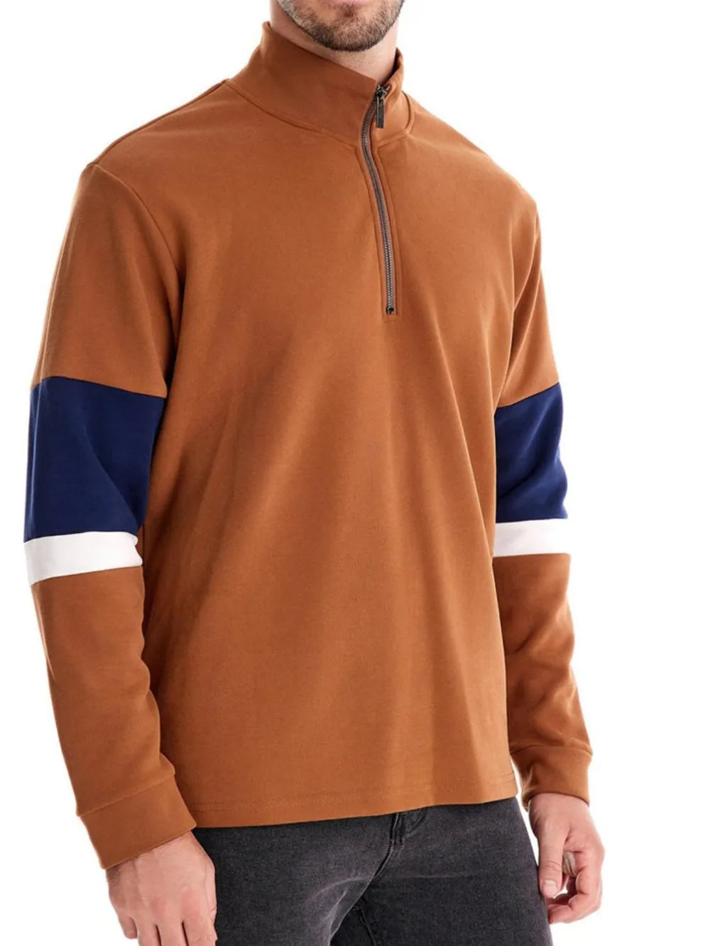 Men's Color Block Long Sleeve Polo.
