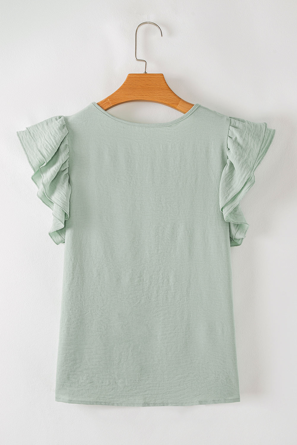 Clearly Aqua Solid Color Ruffled Short Sleeve Casual Blouse Dear-Lover Dropshipping