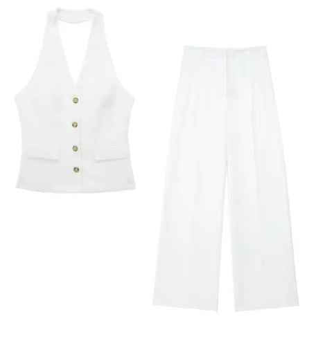 Women's Waistcoat Linen Vest Suit