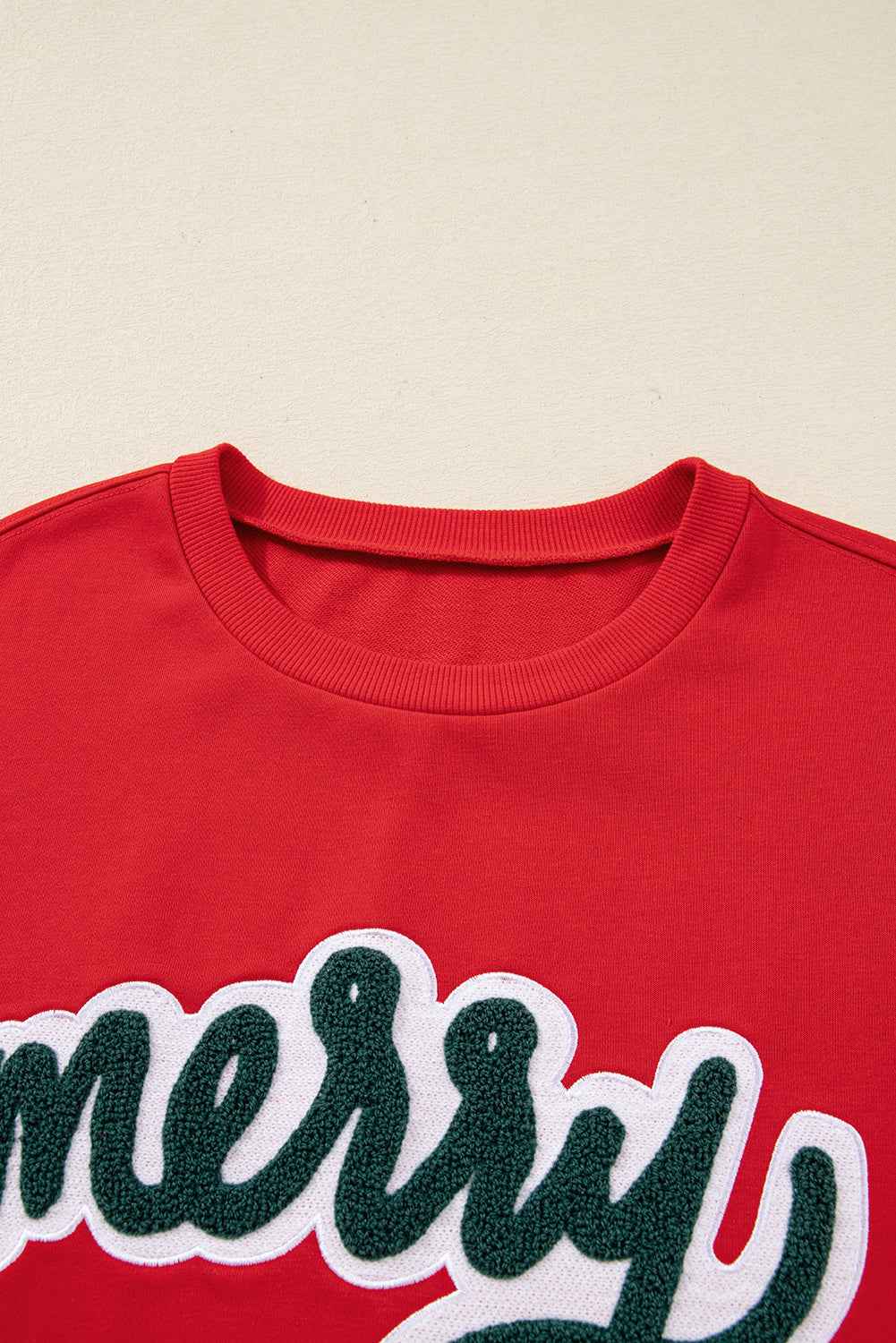 Fiery Red Merry Script Holiday Christmas Graphic Sweatshirt