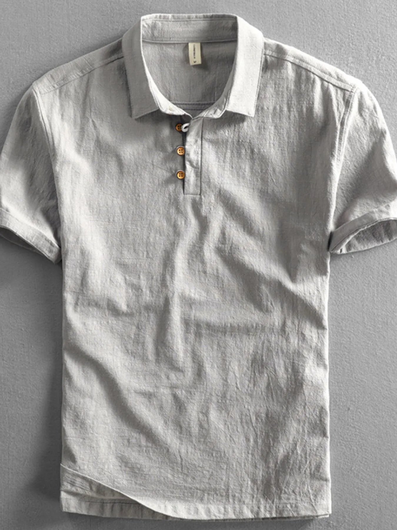 Grey Cotton Short Sleeve Polo Plus Size for men.